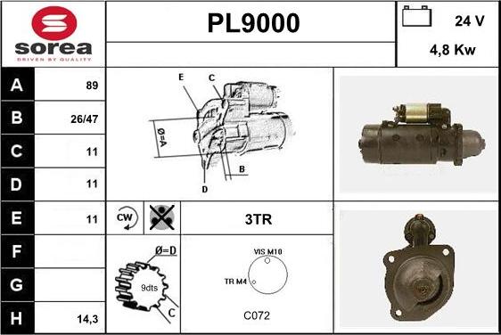 SNRA PL9000 - Starter autospares.lv