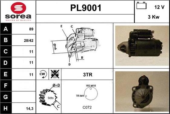 SNRA PL9001 - Starter autospares.lv