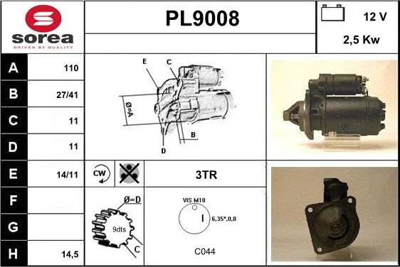 SNRA PL9008 - Starter autospares.lv