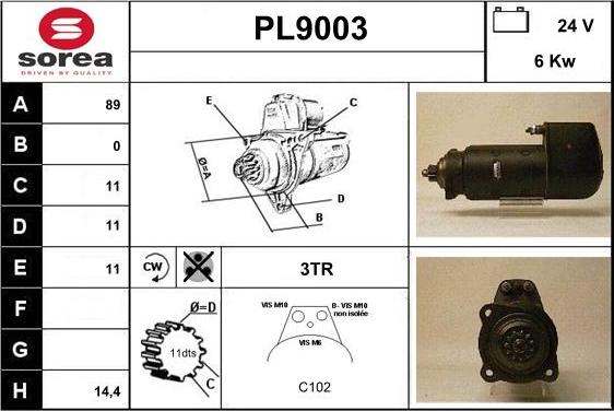 SNRA PL9003 - Starter autospares.lv