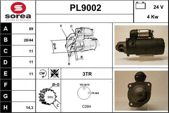 SNRA PL9002 - Starter autospares.lv