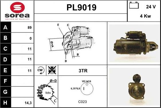 SNRA PL9019 - Starter autospares.lv