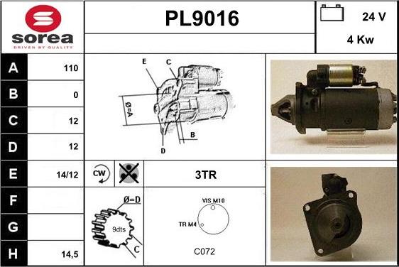 SNRA PL9016 - Starter autospares.lv