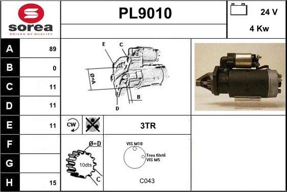 SNRA PL9010 - Starter autospares.lv