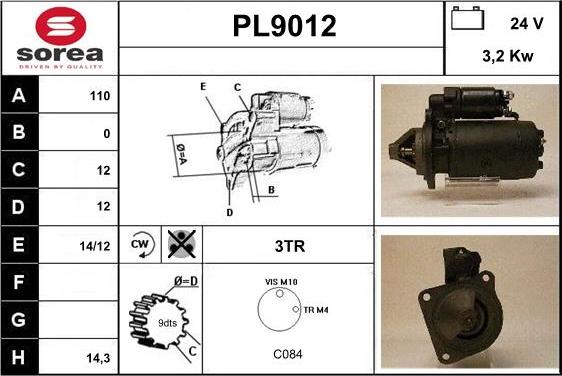 SNRA PL9012 - Starter autospares.lv