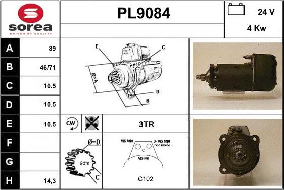 SNRA PL9084 - Starter autospares.lv