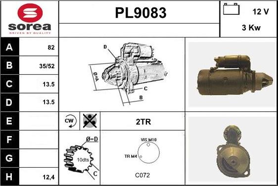 SNRA PL9083 - Starter autospares.lv