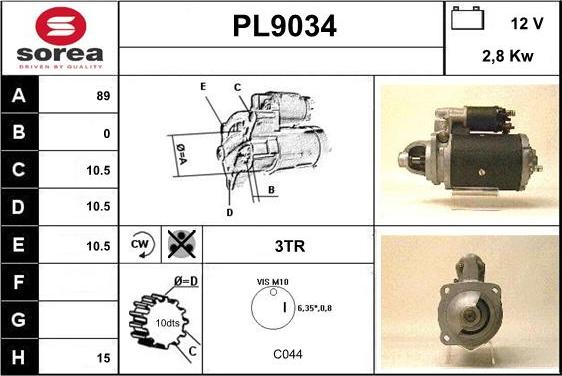 SNRA PL9034 - Starter autospares.lv