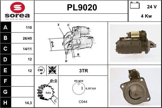 SNRA PL9020 - Starter autospares.lv