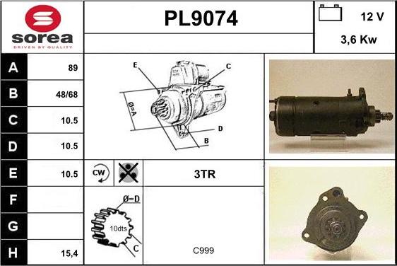 SNRA PL9074 - Starter autospares.lv