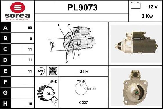 SNRA PL9073 - Starter autospares.lv