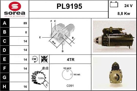 SNRA PL9195 - Starter autospares.lv