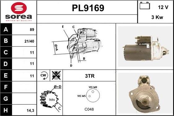 SNRA PL9169 - Starter autospares.lv