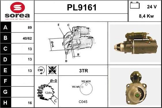 SNRA PL9161 - Starter autospares.lv