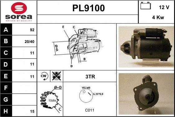 SNRA PL9100 - Starter autospares.lv