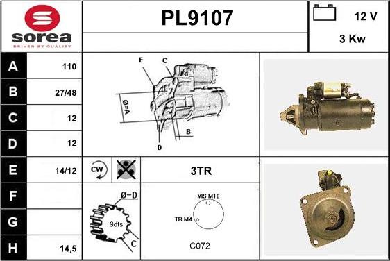 SNRA PL9107 - Starter autospares.lv