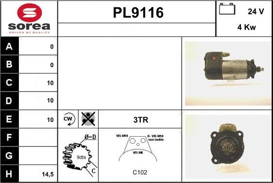 SNRA PL9116 - Starter autospares.lv