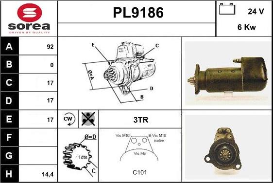 SNRA PL9186 - Starter autospares.lv