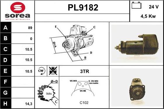 SNRA PL9182 - Starter autospares.lv