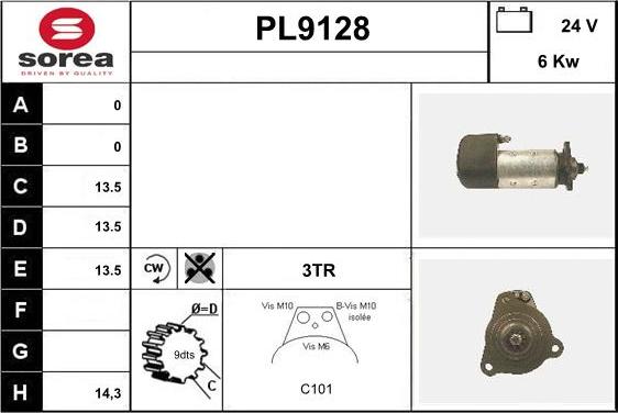 SNRA PL9128 - Starter autospares.lv