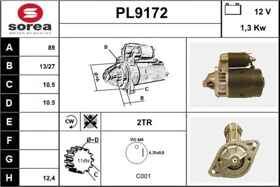 SNRA PL9172 - Starter autospares.lv