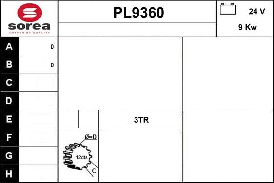 SNRA PL9360 - Starter autospares.lv