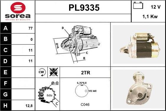 SNRA PL9335 - Starter autospares.lv