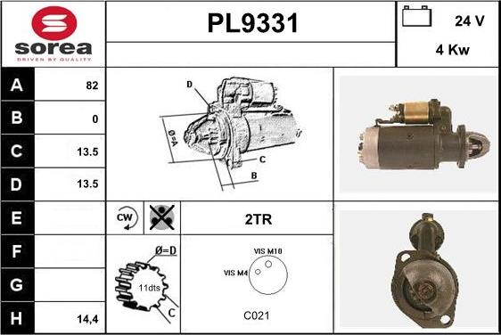 SNRA PL9331 - Starter autospares.lv