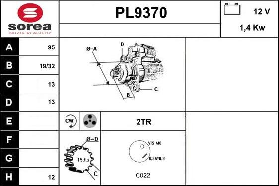 SNRA PL9370 - Starter autospares.lv