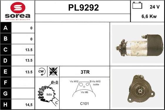 SNRA PL9292 - Starter autospares.lv