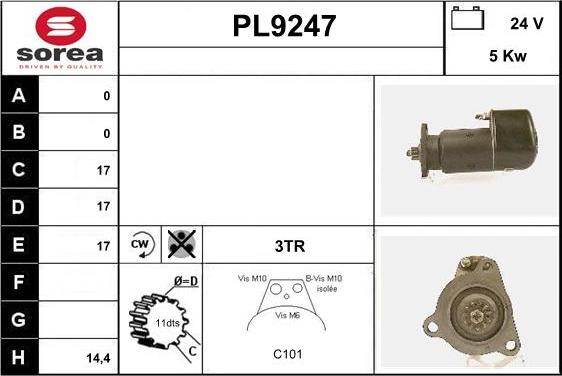 SNRA PL9247 - Starter autospares.lv