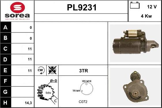 SNRA PL9231 - Starter autospares.lv