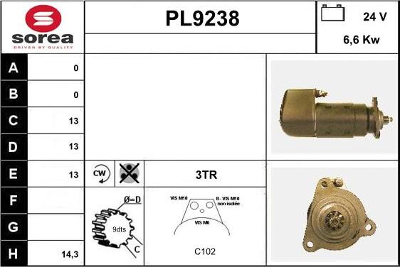 SNRA PL9238 - Starter autospares.lv