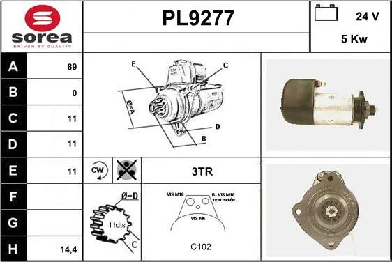 SNRA PL9277 - Starter autospares.lv