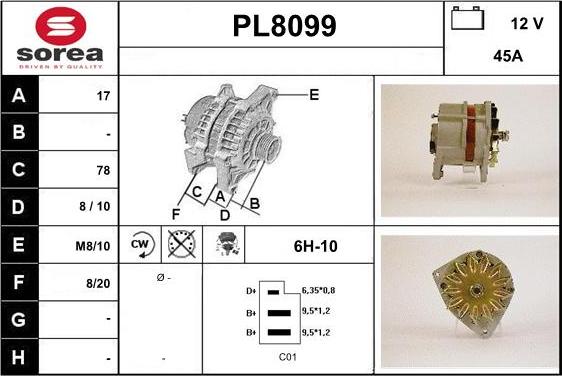 SNRA PL8099 - Alternator autospares.lv