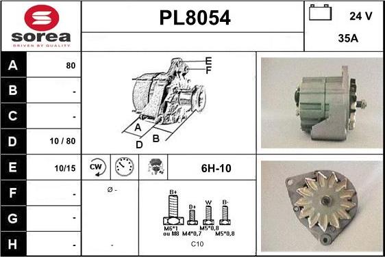 SNRA PL8054 - Alternator autospares.lv