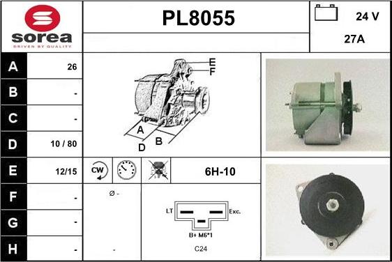 SNRA PL8055 - Alternator autospares.lv