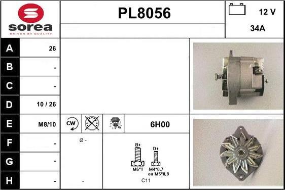 SNRA PL8056 - Alternator autospares.lv