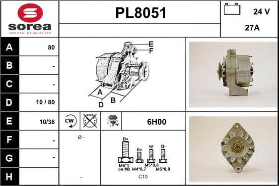 SNRA PL8051 - Alternator autospares.lv