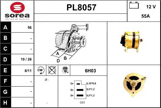 SNRA PL8057 - Alternator autospares.lv