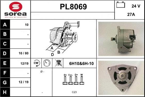 SNRA PL8069 - Alternator autospares.lv