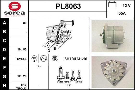 SNRA PL8063 - Alternator autospares.lv