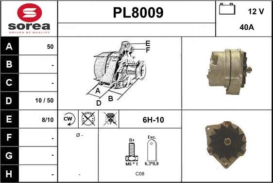 SNRA PL8009 - Alternator autospares.lv