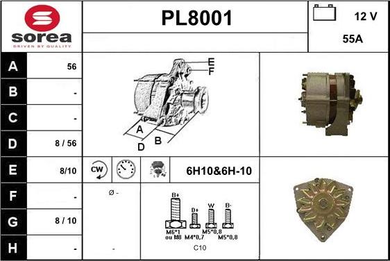 SNRA PL8001 - Alternator autospares.lv