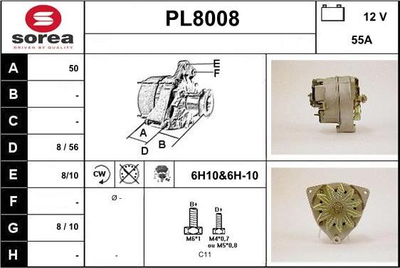 SNRA PL8008 - Alternator autospares.lv