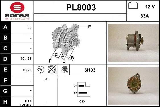 SNRA PL8003 - Alternator autospares.lv