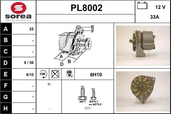 SNRA PL8002 - Alternator autospares.lv