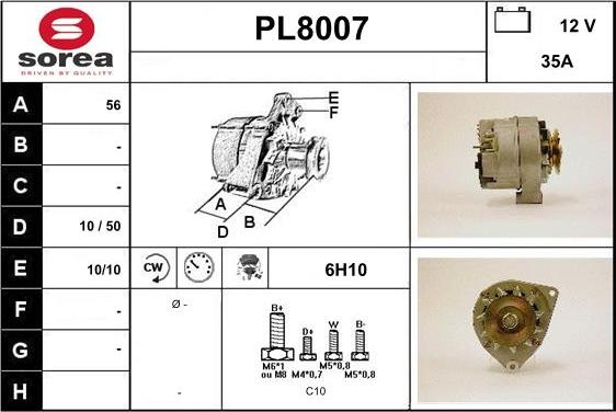 SNRA PL8007 - Alternator autospares.lv