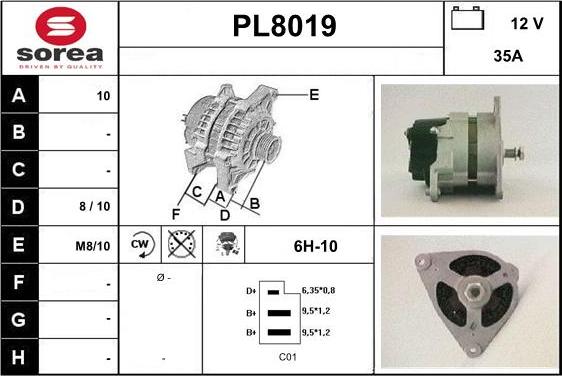 SNRA PL8019 - Alternator autospares.lv