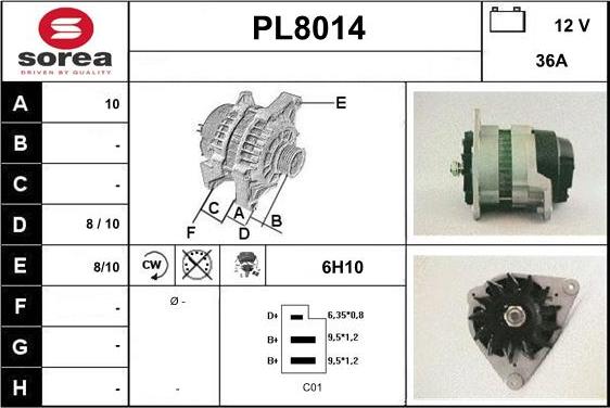 SNRA PL8014 - Alternator autospares.lv